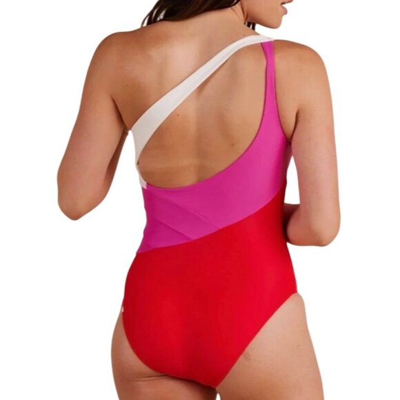 Summersalt Sidestroke Swimsuit One Piece One Shoulder Pink/Red Swim Size 10 - Picture 2 of 8